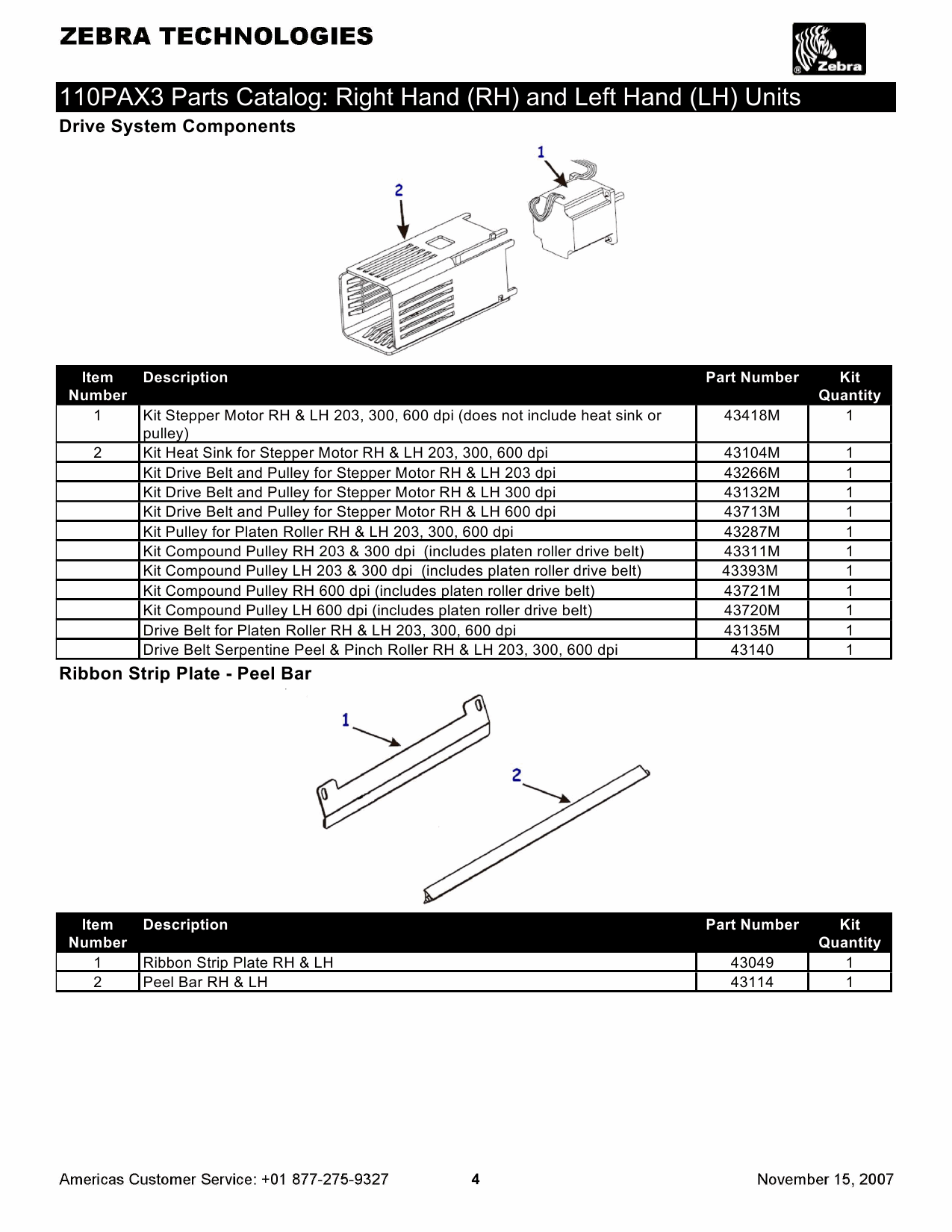 Zebra Label 110PAX3 Parts Catalog-3